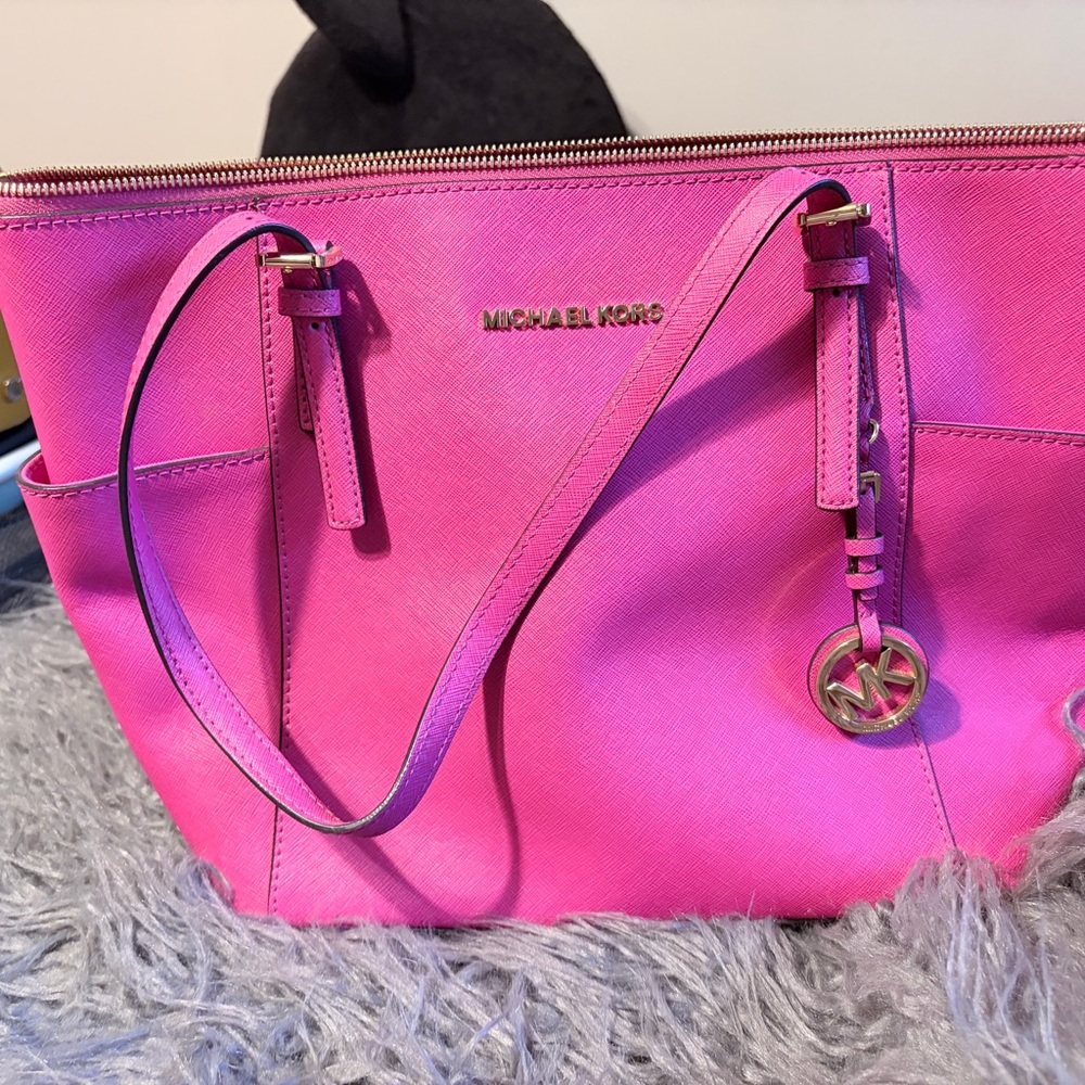 MICHAEL KORS Pink Saffiano Leather Tote